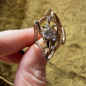 14k - 13k gold diamond Freeform organic abstract nugget ring